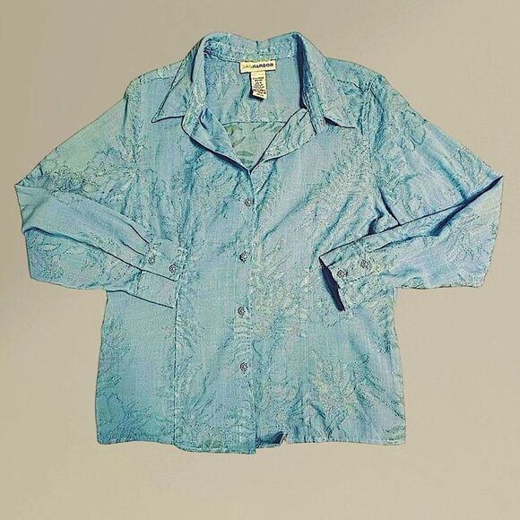 Vintage Sag Harbor Blue Semi sheer glittery long sleeve shirt size 16 - Picture 15 of 15